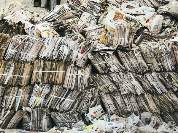piles of newspapers