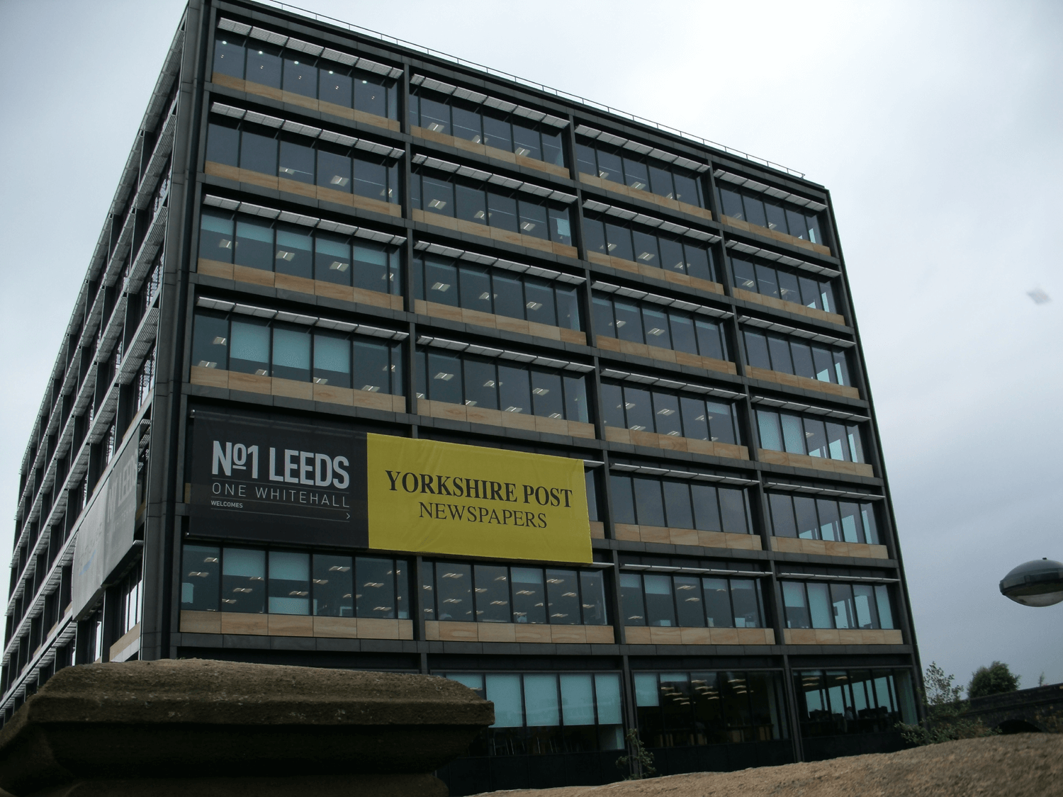 The No 1 Leeds office block adorned with a Yorkshire Post banner. (c) Adam Christie 2013