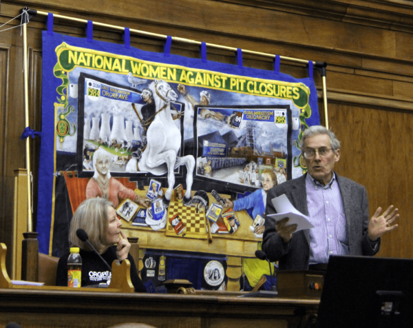 Former BBC industrial correspondent speaks about media coverage of the Miners' Strike during a CPBF book launch in Leeds in 2013. (c) Adam Christie.