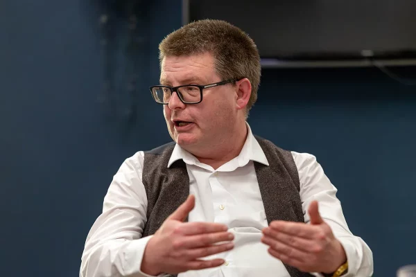 West Leeds Dispatch Editor John Baron at the branch AGM. Image by Bob Smith.