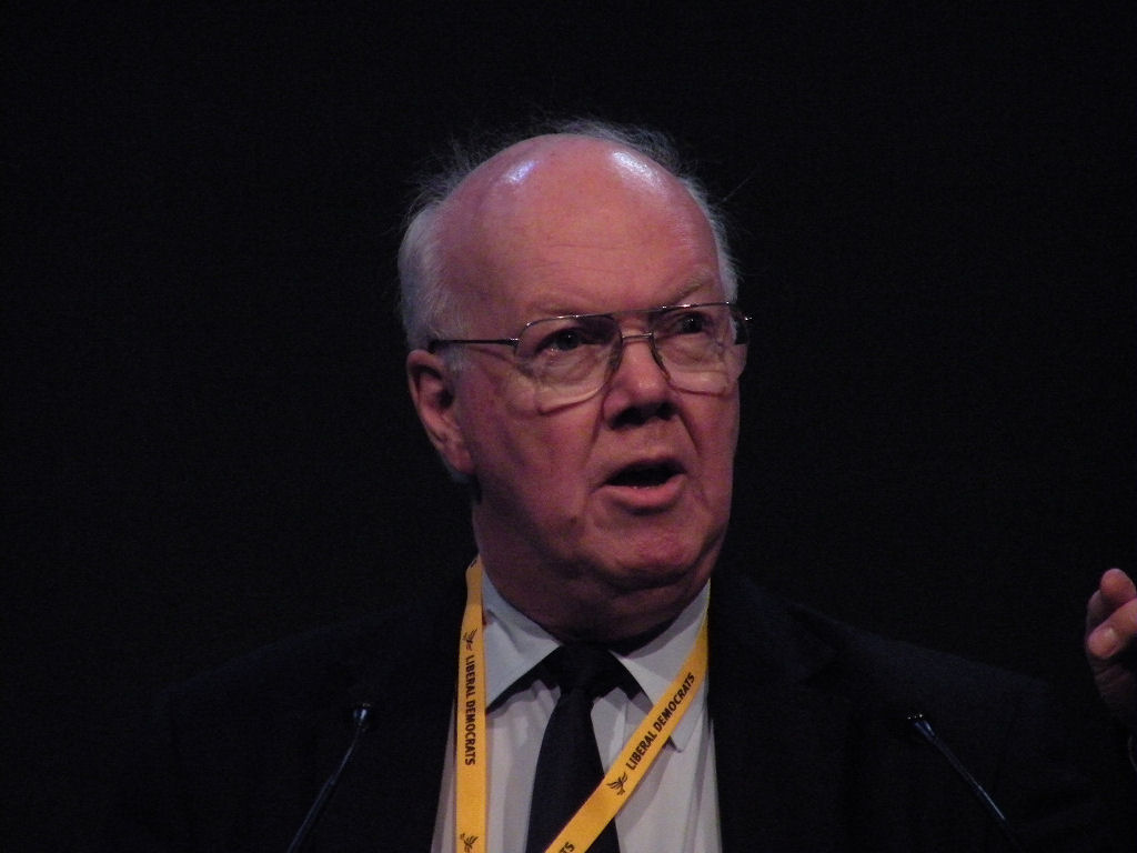 Former MP Michael Meadowcroft addressing a Liberal Democrat conference in the Bournemouth International Centre.